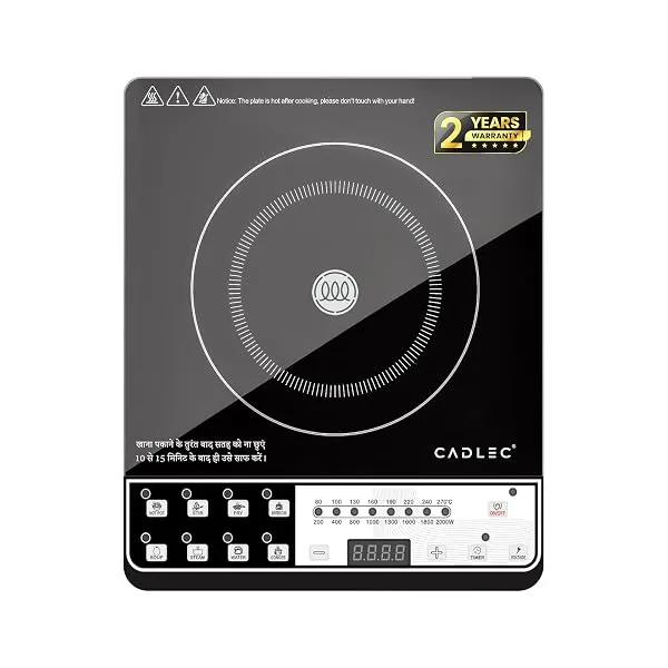Cadlec CookEase 2000W Induction Cooktop | 8 Cooking Modes, Auto Shut-Off, Over-Heat Protection, LED Display, BIS Approved, 2-Year Warranty | Black — Linkbiz SmartDeal's