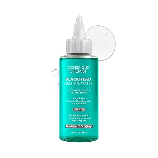 Conscious Chemist® Blackhead Melting Water | 50ml | Gentle Pore treatment with Succinic, Glycolic Acid & CICA Exosome | Unclogs Pores, Dissolves Blackheads & Smoothens Skin | Toner — Linkbiz SmartDeal's