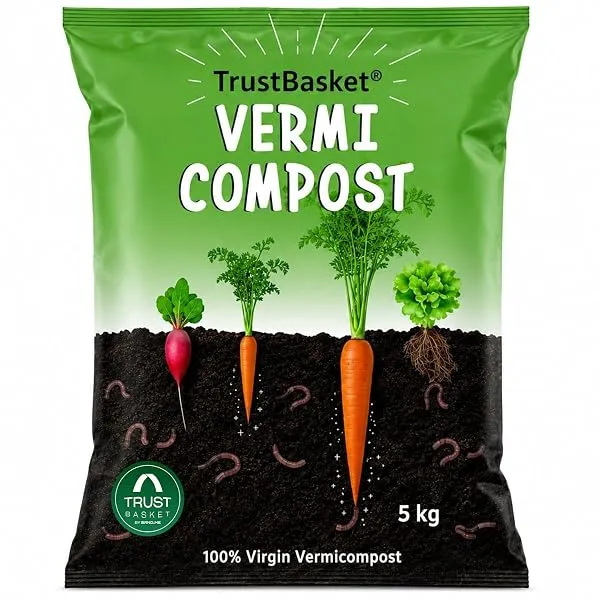 TrustBasket Vermicompost 5kg 100% Natural Organic Fertilizer for Plants | Nutrient-Rich Compost for Home Garden | Improves Plant Health, Water Retention & Soil Quality | Ideal for — Linkbiz SmartDeal's