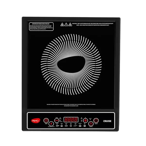 Pigeon by Stovekraft Cruise 1800 watt Induction Cooktop With Crystal Glass,7 Segments LED Display, Auto Switch Off - Black — Linkbiz SmartDeal's