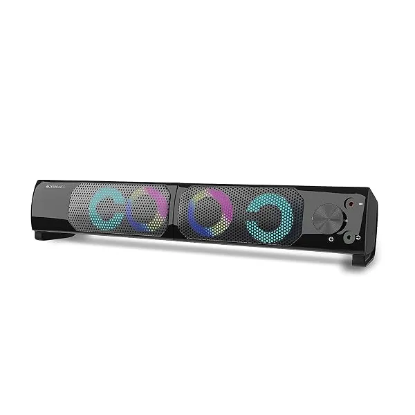 ZEBRONICS Wonder BAR 10, 2.0 USB Computer Speakers, 10 Watts, 2-in-1 Design, USB Powered, RGB Lights, AUX, Volume Control, Headphone/Mic Port, for Laptops & Desktop — Linkbiz SmartDeal's