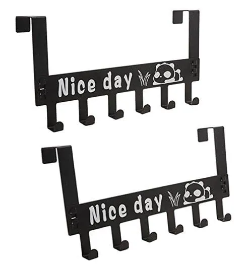 Slyford Carbon Steel 2 Pc Heavy Duty Over Door Hanger for Cloths, Towel Hanger, Removable Door Hook, Coat, Scarf, Cloths Hanger (Black) (Pack of 2) — Linkbiz SmartDeal's