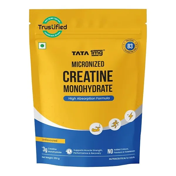TATA 1MG Creatine Monohydrate| Each Batch tested DCT& DHT Safe | Zero Calories | Boosts Strength, Power & Recovery | Fast Absorption | Unflavoured,250gm — Linkbiz SmartDeal's