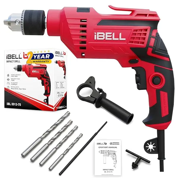 IBELL Impact Drill ID13-75 | 650W | 13mm Chuck | 2800 RPM | Copper Armature | 2-Mode Hammer & Drill | 12 Variable Speed Settings | Forward/Reverse | Variable Speed | Lock-On Button — Linkbiz SmartDeal's