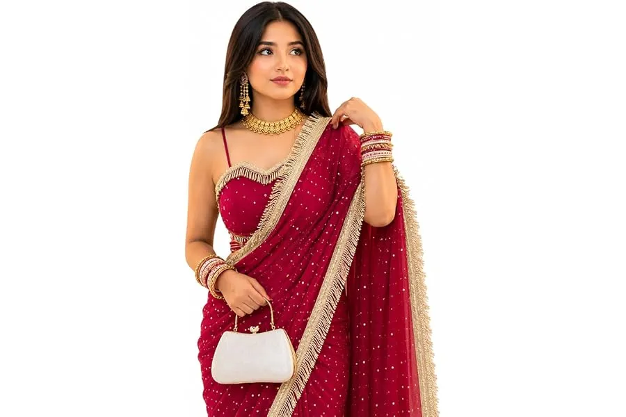Yashika Women's Frendy Satin Butti Saree with Blouse Piece for Traditional Ethnic Wear Sari — Linkbiz SmartDeal's