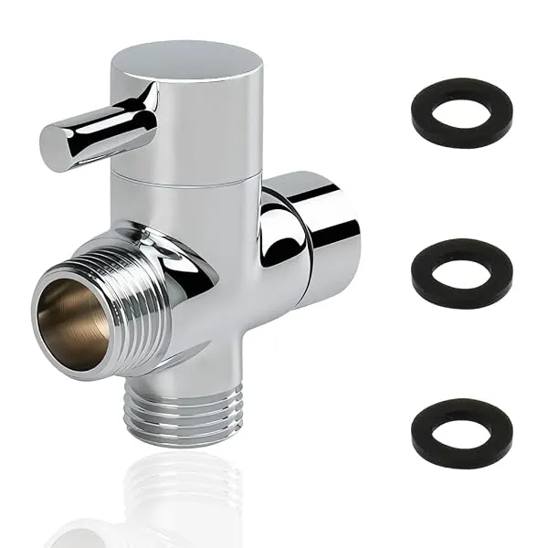 HASTHIP 3 Way Shower Diverter Valve Plated Copper, G1/2 Thread for Bathroom | Controls Water Routing, Supports Handheld Shower, Bidet or Sprayer, Plated Copper Body, Lever Operatio — Linkbiz SmartDeal's