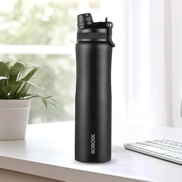 Borosil 800ml Duo Sport Stainless Steel Water Bottle | ISI Certified Made in India | Double Wall Vacuum Insulated Flask | for Office, School, Gym & Travel | 1 Year Warranty — Linkbiz SmartDeal's