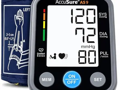 AccuSure AS09 Fully Automatic Digital Blood Pressure Monitor With Large Display, Most Advanced Technology & Accurate Measurement - Arm Circumference (22-36Cm) Type-C USB power port