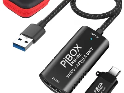 Video Capture Card, PiBOX India Braided Tough, 4K HDMI to USB 3.0 Game Capture Device Aluminium Windows Android Mac,HD 1080P Audio Video Card Live Streaming Gaming, Teaching Live B