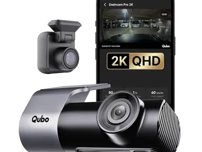 Qubo Car Dashcam [New Launch] Pro 2K Front + Rear by Hero Group | Dual Channel Dash Cam | Wide Angle View | G-Sensor | Wi-Fi | Emergency Recording | Supports Up to 1 TB SD Card