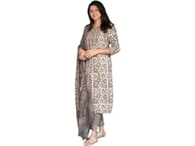 KLOSIA Women's Printed Straight Kurta and Pant with Dupatta Set