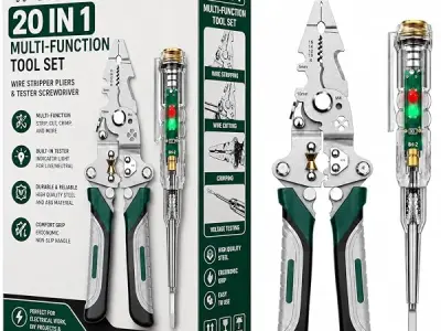 20-in-1 Wire Stripper Tool Kit with Tester Screwdriver | Multi Function Wire Stripping, Cutting & Crimping Pliers | Electrical Repair Tool for Electricians, Cable, DIY, Home & Prof