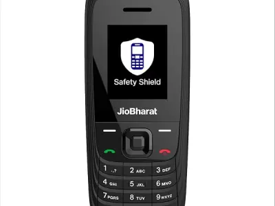 JIO JioBharat V4 4G Keypad Phone with Safety Shield Feature, JioTV, JioHotstar, JioSaavn, JioPay (UPI & SoundPay), LED Torch, Digital Camera, 1000mAh Battery | Black | Locked Netwo