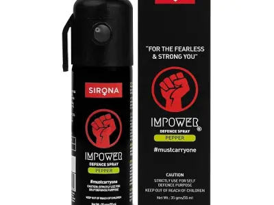 IMPOWER Self Defence Pepper Spray Green Chilli for Woman Safety - 55 ML (Pack of 1) | Pocket Size Long Range of 12ft | Pepper Spray, Very Strong, Protection & Safety