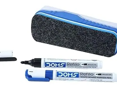 DOMS Fine Magnetic Whiteboard Duster Marker Set | Easy to Wipe | Refillable White Board Marker