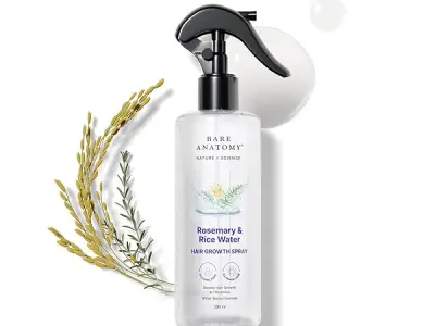 Bare Anatomy Nature x Science Rosemary Water Spray for Hair Growth & Hair Thickness with Rice Water | 100% Natural Extract | Soft & Smooth Hair | Controls Hairfall & Adds Shine | N