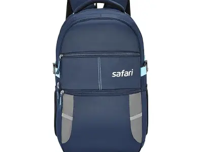 Safari Omega Spacious/Large 5 Compartment Laptop Backpack With Raincover, College Bag, Travel Bag For Unisex, Navy Blue, 30 Litre