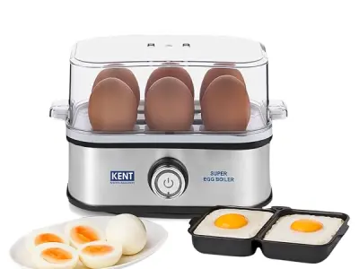KENT Super Egg Boiler | 3 Boiling Modes | Stainless Steel Body and Heating Plate | 6 Eggs at a Time | Automatic Turn-Off | Silver