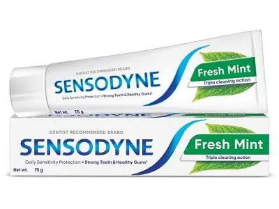 Sensodyne Toothpaste Fresh Mint | Daily Sensitivity Relief Tooth Paste Pack of 1 - 75gm | Dentist Recommended | Everyday Use Paste, Fresh Breath, Fights Tooth Decay, Maintain Healt