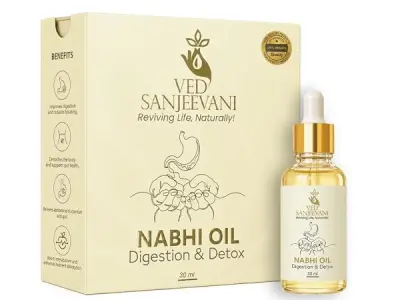Ved Sanjeevani Digestion & Detox Nabhi Oil | Belly Button Oil with Herbal Formulation For Bloating Relief, Gas, Acidity & Gut Cleanse | Heals through 72,000 Nadi Navel Therapy | 30