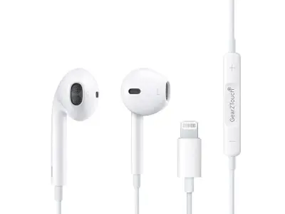 GearZTouch iSHOT Wired Earphones with HD Mic for iPhone, Active Noise Cancellation, in-Ear Silicone Design, 1.2M Cable, Button Control, Water Resistant Compatible with Phone 11/12/