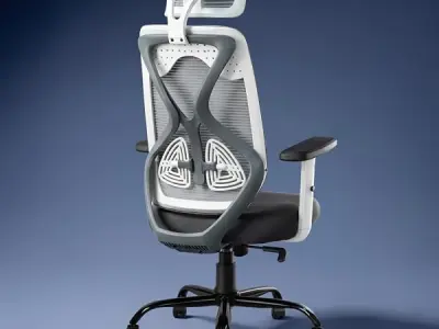 CELLBELL C190 Berlin Office Chair, High Back Mesh Ergonomic Home Office Desk Chair (Grey - White)