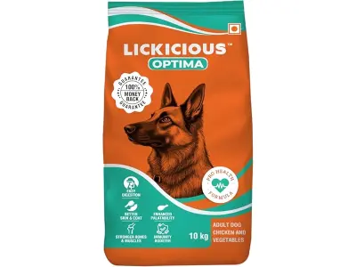 LICKICIOUS Optima Dry Dog Food Adult 10 KG | Chicken & Vegetable | Complete and Balanced Optimu