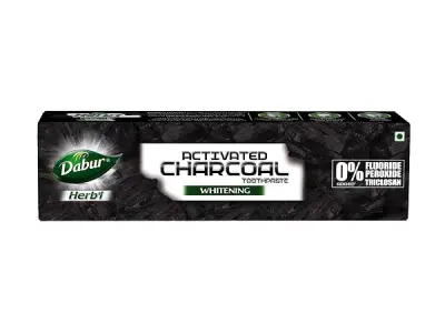 DABUR Herb'L Activated Charcoal Toothpaste 120gm (Pack of 1)|Whitening Black Gel Toothpaste|Fluoride Free|Fights Plaque & Extrinsic Stains|With Power of Mint|Cool & Refreshing Mout