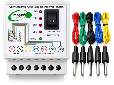 Imagine Technologies Water Level Indicator with Alarm on Tank Full with 5 Sensors (White, IT74WLI)