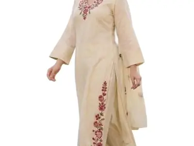 ANNI Designer Kurta Sets for Women Viscose Blend Embroidered | Kurta Palazzo Dupatta Set | Designer Kurti Set for Women | V Neck Full Sleeve Ethnic Suit | Indian Kurta Outfit with