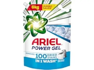 Ariel Power Gel Liquid Detergent for Top Load & Semi Auto – 6kg | Removes 100 Dried Stains in 1