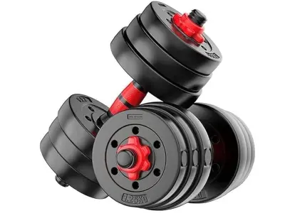 FitBox Sports Intruder 20 Kg Adjustable PVC Dumbbells Weights With Dumbbells Rods For Home Gym
