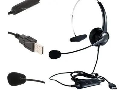 AnyCommand|4xCall Center Monaural USB Plug Headset Headphones with Mic for Computer| Headsets & Earpieces| Parts & Accessories | Radio Communication |Consumer Electronics