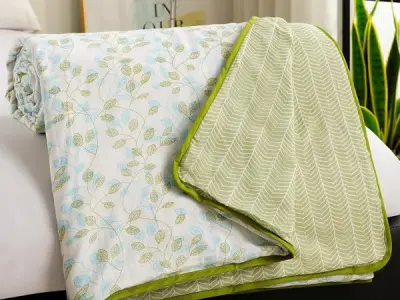 Story@Home Dohar Single Bed 100% Cotton AC Blanket for Summer | 144x 220CM, 150GSM Ac Comforter and AC Blanket for Summer | Sky Blue & White | Floral Pattern Quilt Duvet | All-Seas