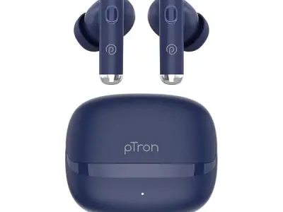 pTron Bassbuds Encore in-Ear TWS Ear Buds w/ 50Hrs Playtime, Custom EQ, Mobile App, 13mm Drivers, Pristine Sound, BTv6.0 Headphones, Touch Control, Voice Assistant, Type C Charging