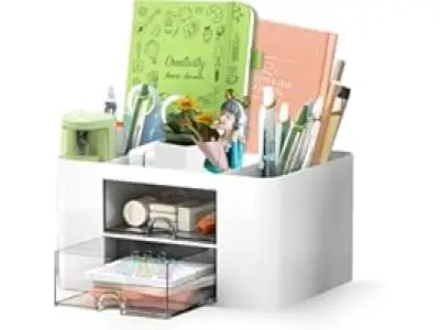 Shuttle Art Desk Organizer with 2 Drawers | Multi-Functional Stationery Holder for Office, Stud