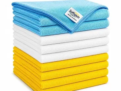 SOFTSPUN Microfiber Cleaning Cloths, 10pcs 40x40cms 220 GSM Multi-Colour! Highly Absorbent Lint and Streak Free Multi -Purpose Wash Cloth for Kitchen Window Stainless Steel Silverw