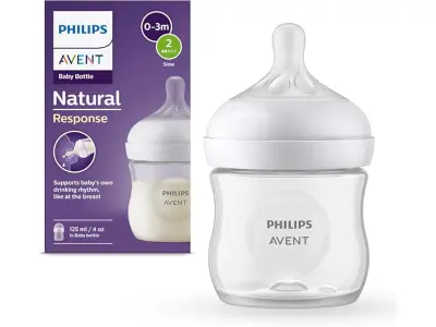 Philips Avent Natural Response Baby Feeding Bottle, 125ml | Newborns and Up, BPA Free, 0+ Month