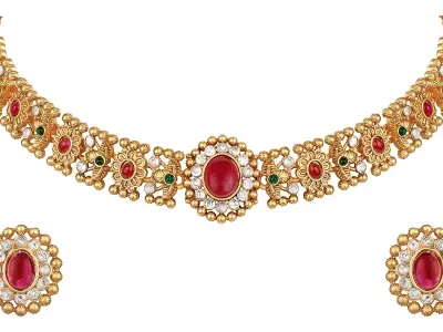 Shining Diva Fashion Latest Stylish Design Fancy Traditional Necklace Jewellery Set for Women (