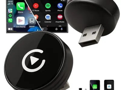 Carlizem® Wired to Wireless Android Auto & Carplay Adapter Cortex A7 Pro Processor| Quick Connection & Auto Reconnect | Bluetooth 5.4 & 5.8Ghz WiFi| 9 Months Warranty | Easy to Use