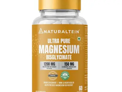 Naturaltein Magnesium Glycinate 1200mg (150mg Elemental), 60 Tablets | Chelated High Absorption, Supports Sleep Quality & Muscle Relaxation, Glyphosate Tested
