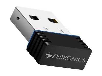 ZEBRONICS ZEB-USB150WF1 WiFi USB Mini Adapter Supports 150 Mbps Wireless Data, Comes with Advanced Security WPA/WPA2 encryption Standards