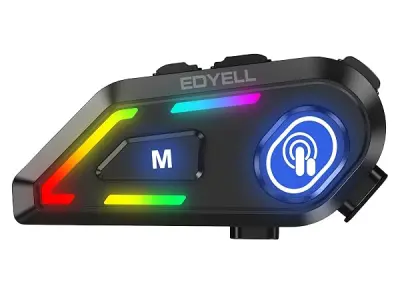 EDYELL Motorcycle Helmet Bluetooth on Ear Headset,Connects to 2 Phones at The Same Time Using Music & GPS,Waterproof & Dustproof,Supports Android & iOS,Compatible with All Helmets