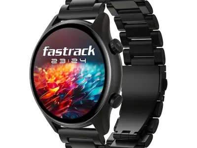 Fastrack Astor FR2 Pro 1.43" AMOLED Stainless Steel Smart Watch with SpO2, Heart Rate, BT Calling, Adaptive AOD, Functional Crown, AI Voice Assistant – Smartwatch for Stylish Profe