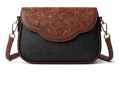 HaveGlam Floral Embossed Crossbody Sling Bag Small Shoulder Handbag for Daily Use Travel & Shopping Phone Purse with Adjustable Strap Lightweight Trendy Bag for Ladies & Girls