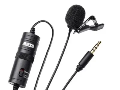 BOYA ByM1 Auxiliary Omnidirectional Lavalier Condenser Microphone with 20ft Audio Cable (Black)