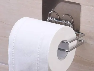 K.K.VILLA Stainless Steel No Drill Self Adhesive Toilet Paper Holder/Tissue Paper Roll Holder/Bathroom Rack for Kitchen/Towel Holder
