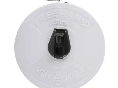 FREEMANS FM30 Grey Magic Fibreglass Measuring Tape - 30m/100ft With Unbreakable ABS Case || Durable Winding Mechanism Handle and Steel End Hook || Grey Color