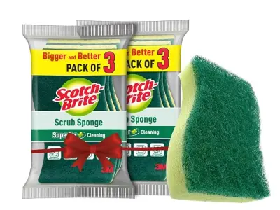 Scotch-Brite Scrub Sponge - Pack of 6 | Kitchen Scrubber with Sponge for Everyday Utensil Cleaning