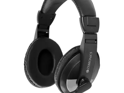 ZEBRONICS Zeb-200HM Wired On Ear Headphone with Mic, Dual 3.5mm Connectors, Adjustable Headband for PC Computers/Laptop (Black)